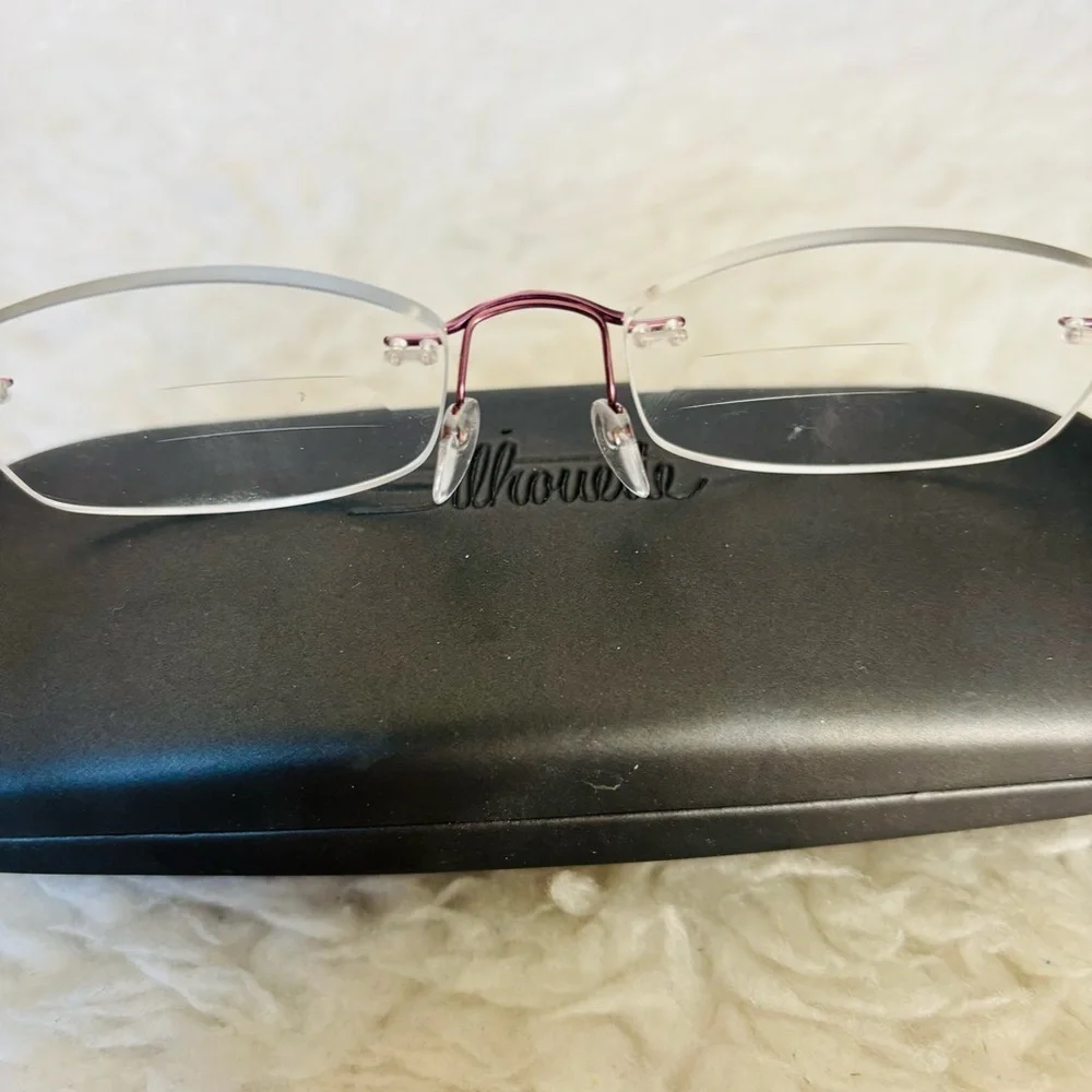 Silhouette Rimless Rose Gold/Burgundy 4299 40 6053 Eyeglasses Frame w/ Case